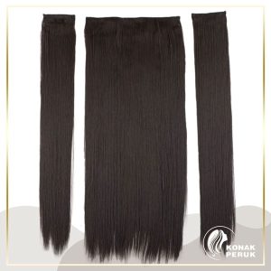 Fiber Sentetik Düz Yarım Ay + 2 Yan Çıt Çıt - Kahverengi