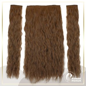 Fiber Sentetik Kabarık Dalgalı Yarım Ay + 2 Yan Çıt Çıt - Kumral